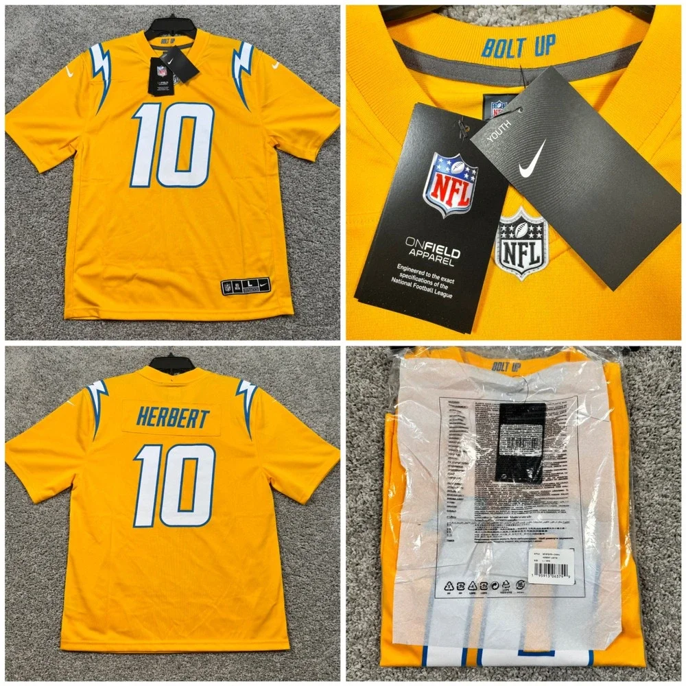 Nike Justin Herbert Inverted Team Game Jersey Kids Gold L NEW